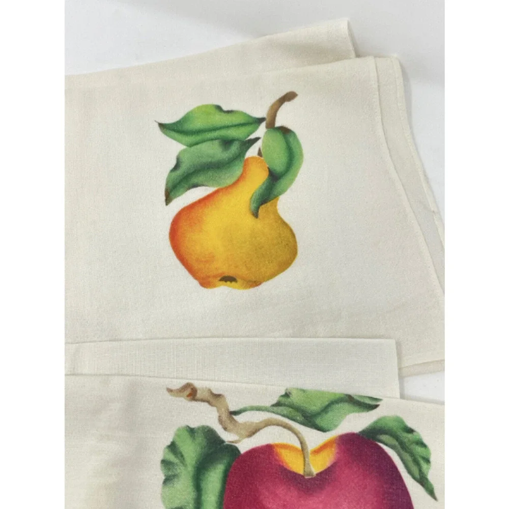 Vintage 1960 Towel Fruit Pear Apple Mid-Century Folk Art‎ Kitchen Homemaker